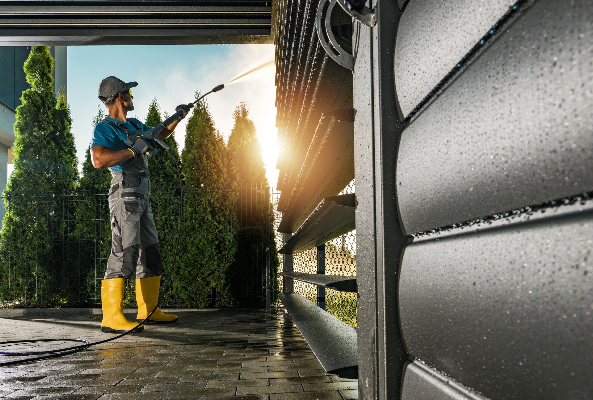 Modern Aluminium Carport Pressure Washing